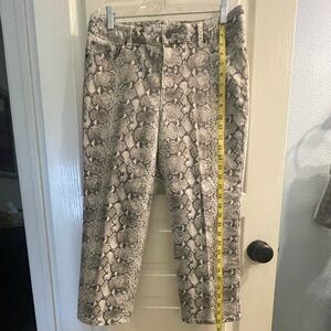 Chico's Platinum Denim Snakeskin Print Jeans